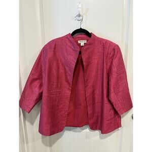 Coldwater Creek Women's Pink 100% Silk Open Embroidered Blazer Jacket Sz Large